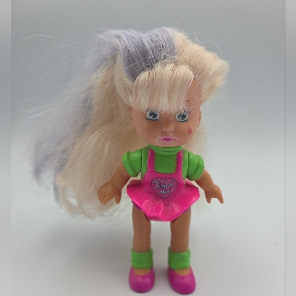 Vintage 1992 Mattel Wee Lil Miss‎ Mini Doll 4.5"Collectible-Colored Hair-Blue